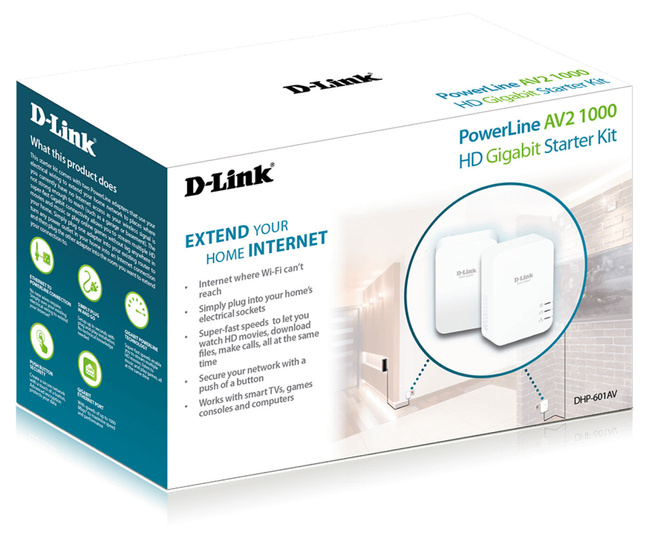 Transmiter sieciowy D-Link DHP-601AV PowerLine AV2 1000Mb/s